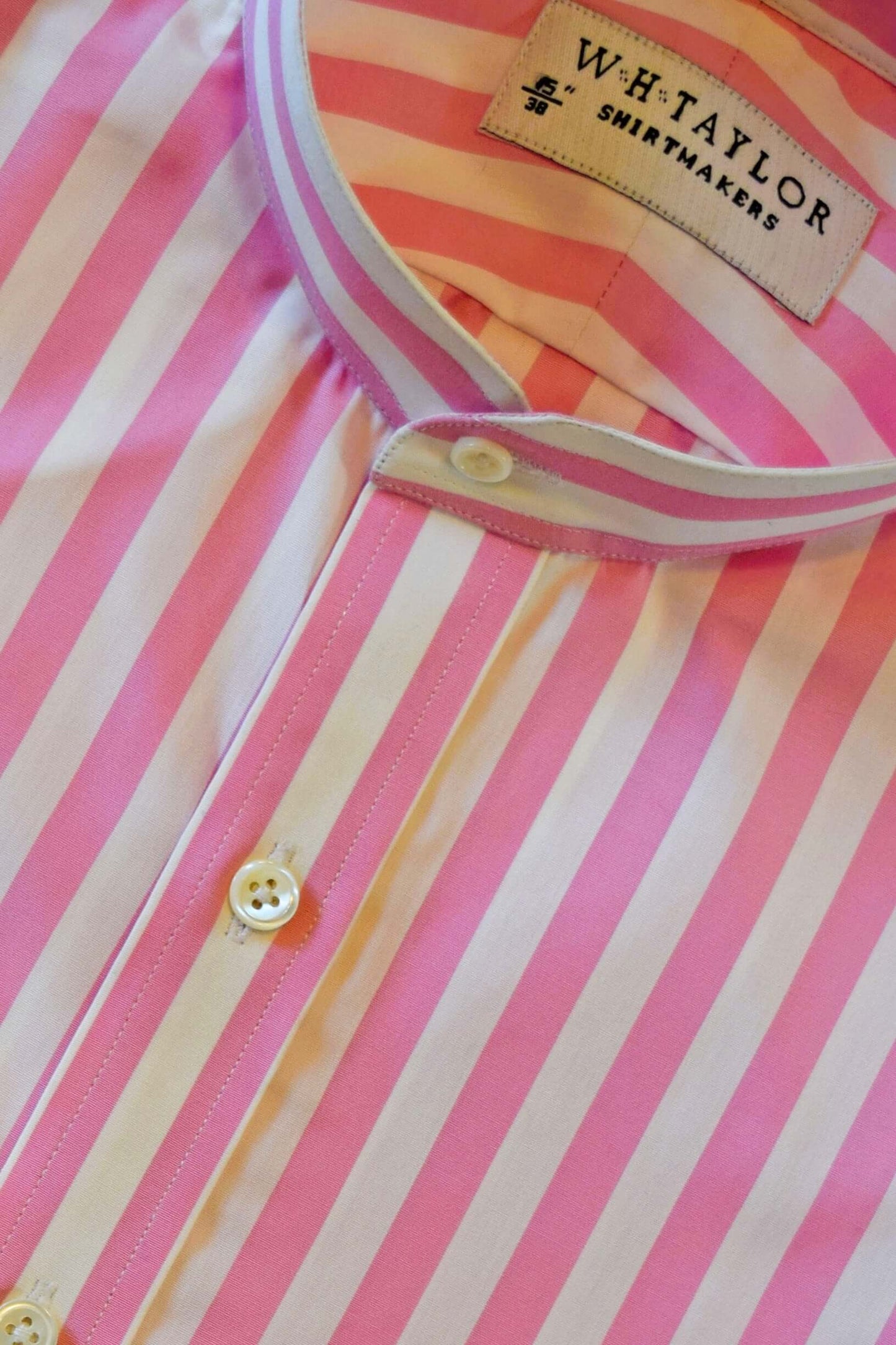 Pink Butcher Stripe Poplin Men's Bespoke Shirt-2