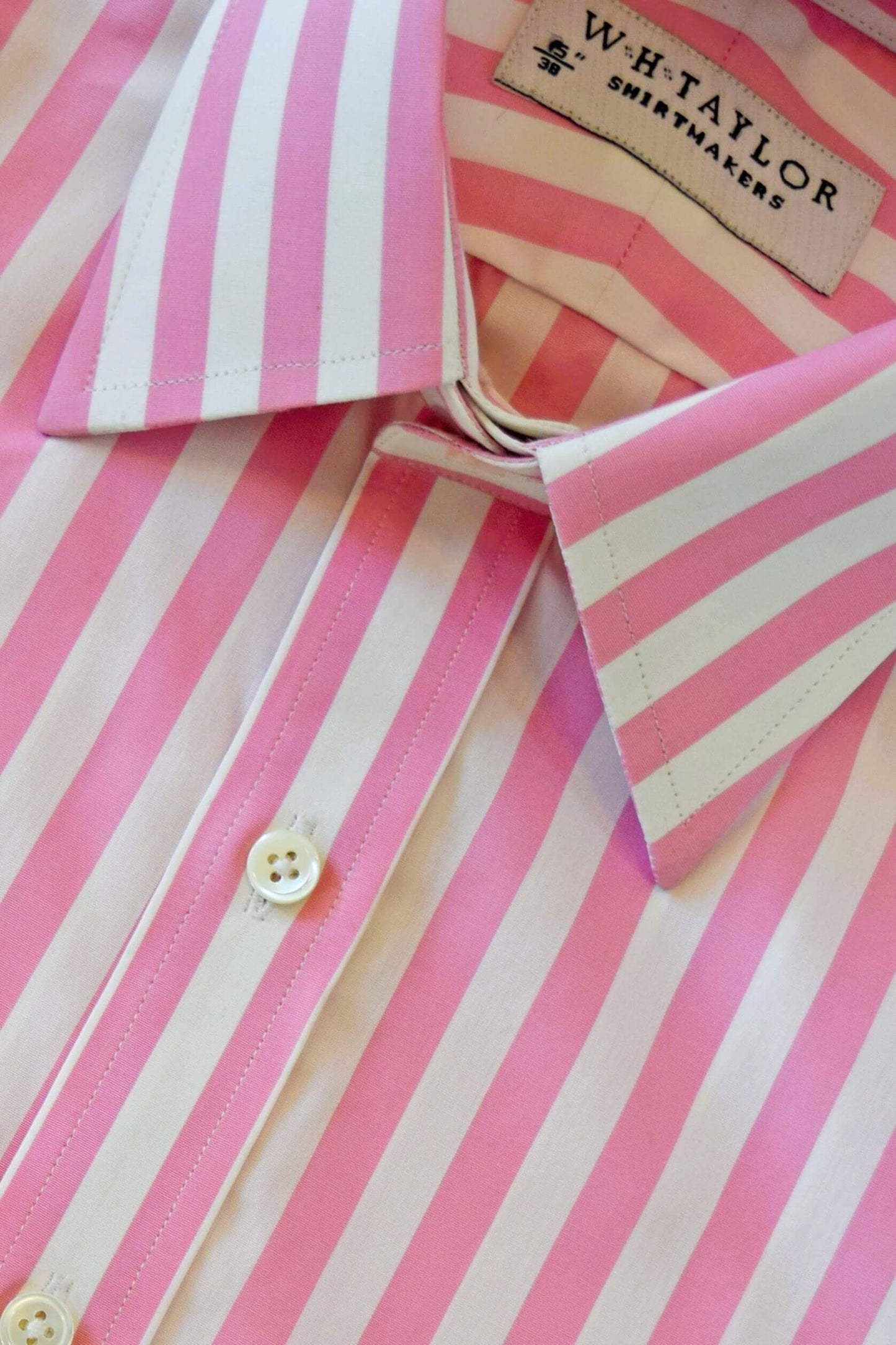 Pink Butcher Stripe Poplin Men's Bespoke Shirt-2