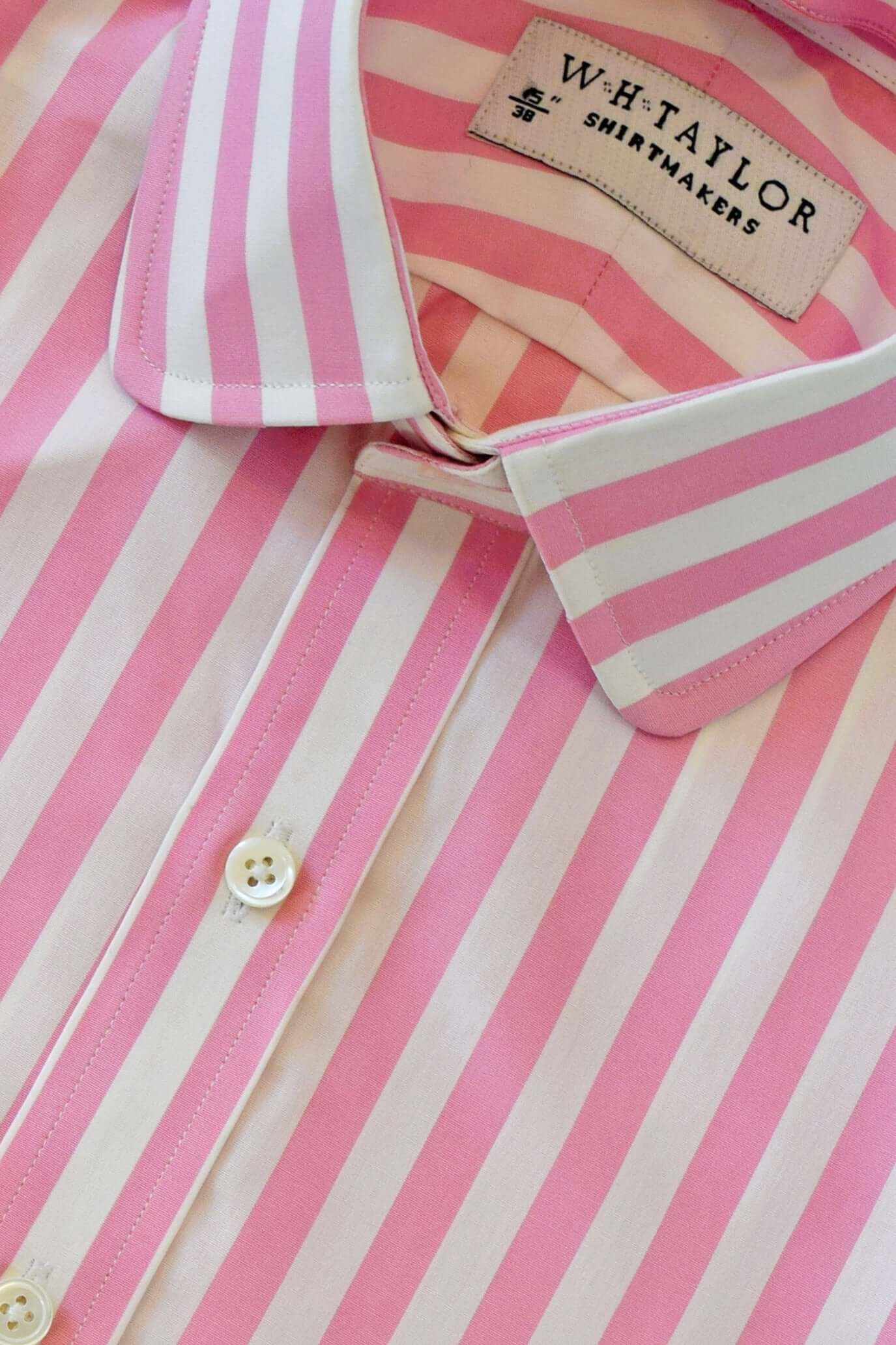 Pink Butcher Stripe Poplin Men's Bespoke Shirt-2