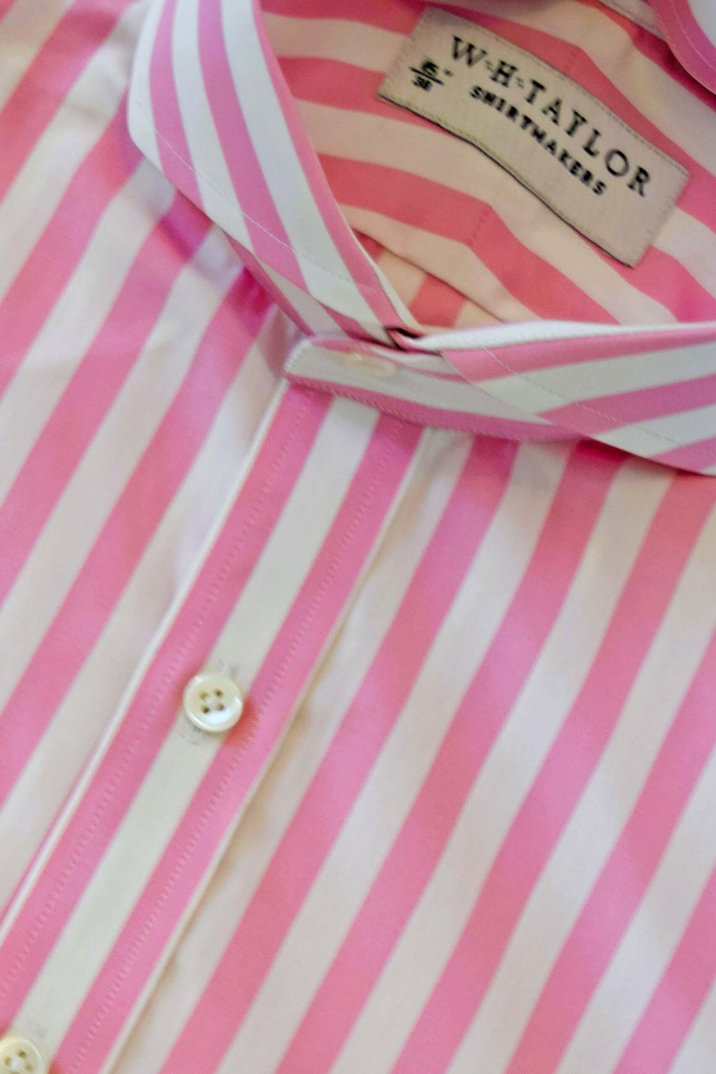 Pink Butcher Stripe Poplin Men's Bespoke Shirt-2