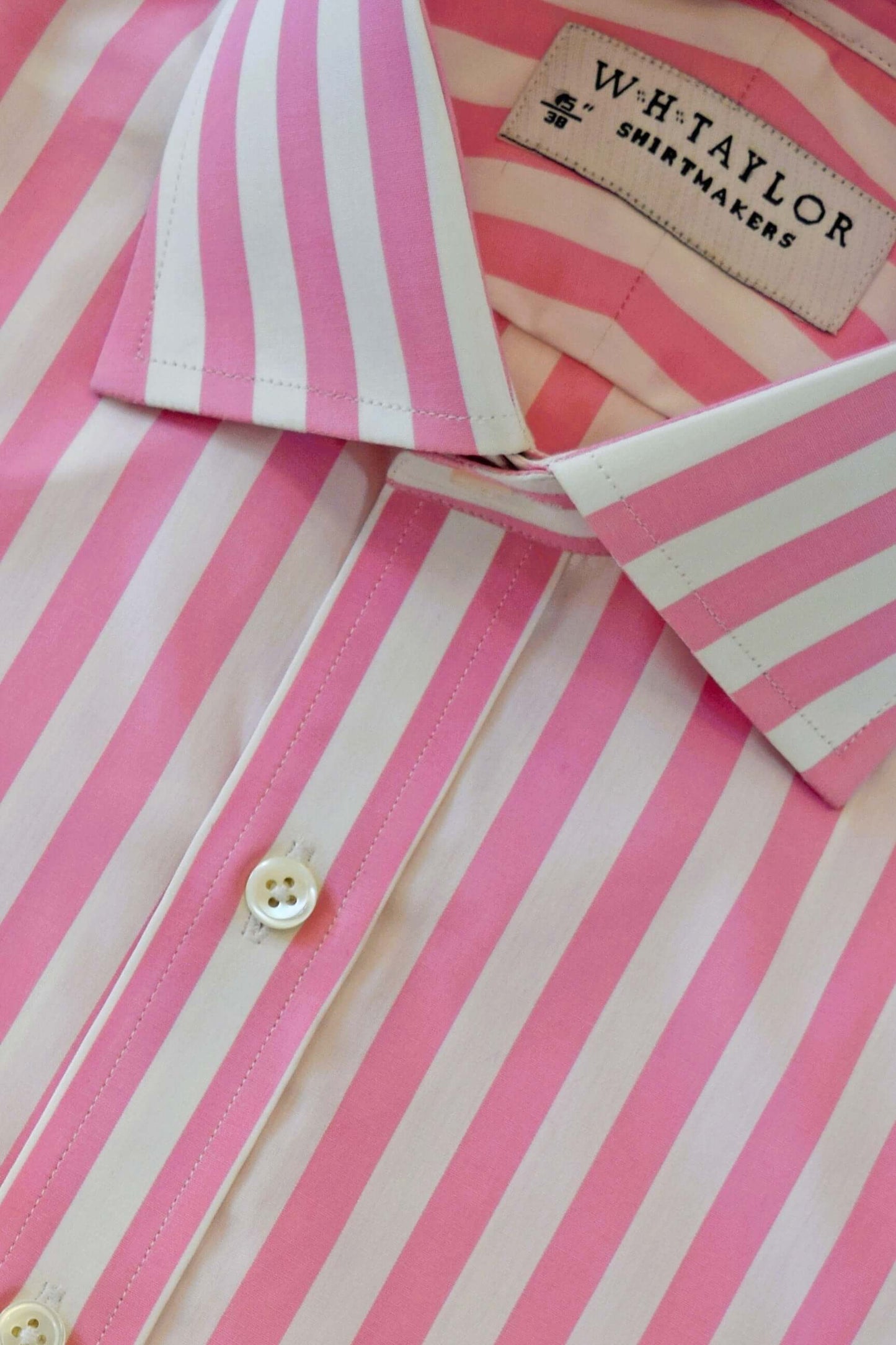 Pink Butcher Stripe Poplin Men's Bespoke Shirt-2