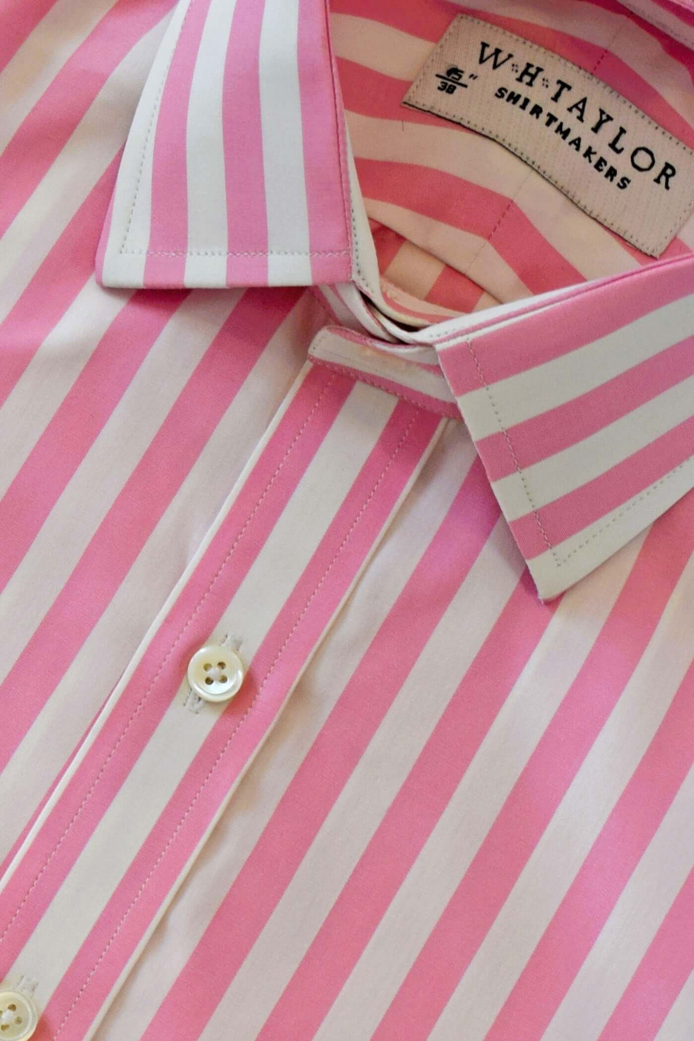 Pink Butcher Stripe Poplin Men's Bespoke Shirt-2