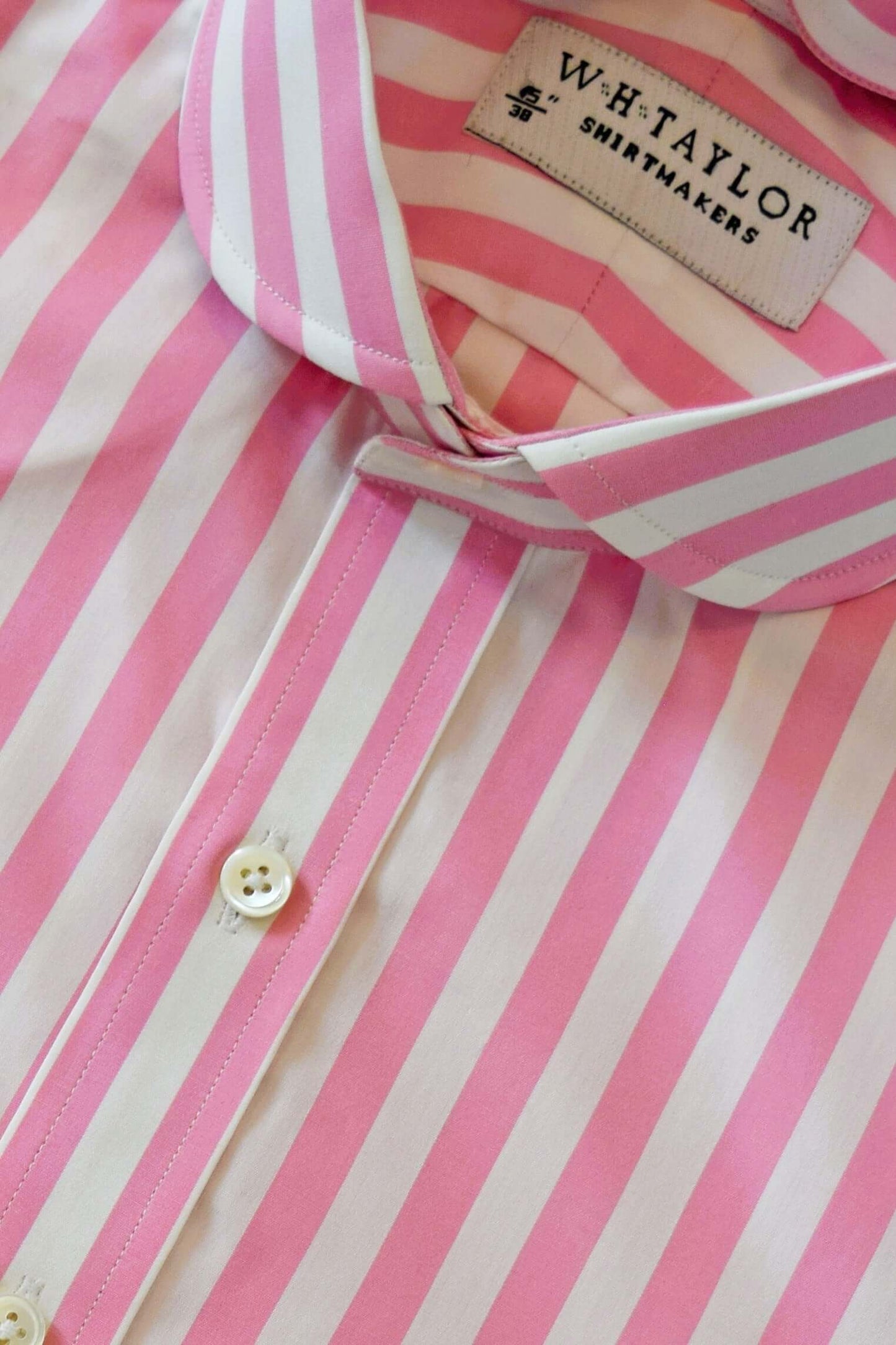Pink Butcher Stripe Poplin Men's Bespoke Shirt-2