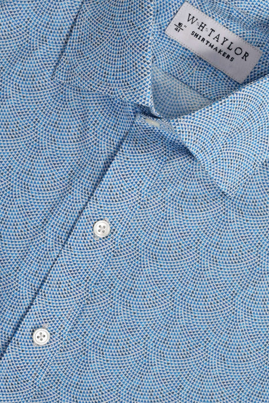 Art Deco Blue Mosaic Pattern Men's Bespoke Shirt