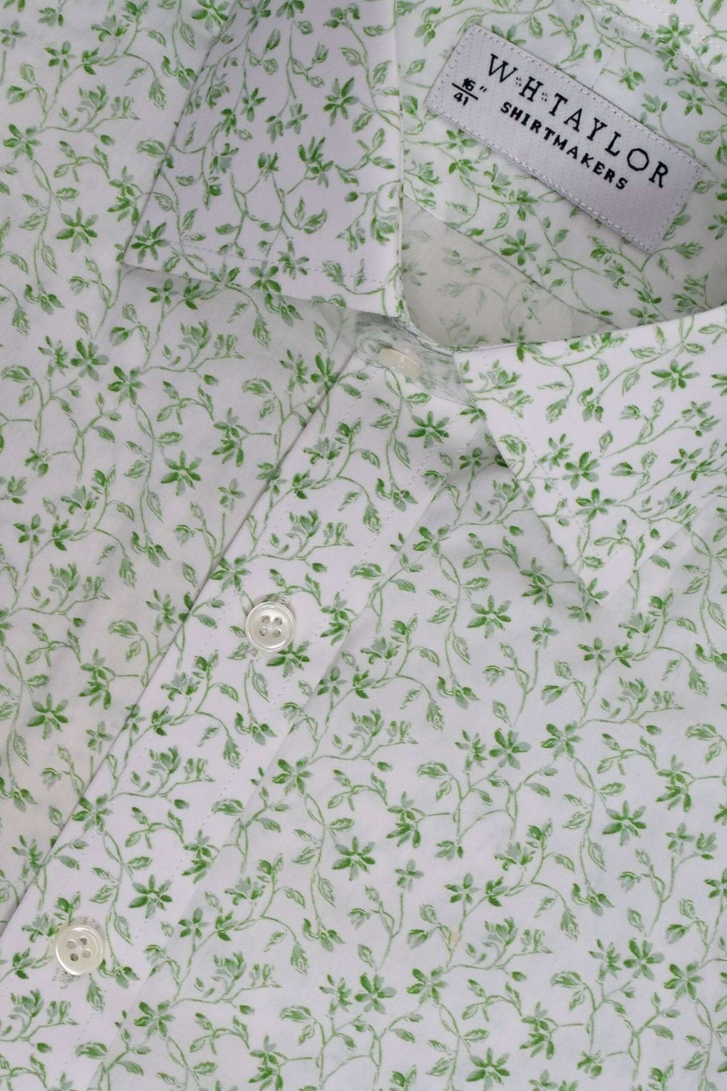Small Green Floral Pattern Men's Bespoke Shirt