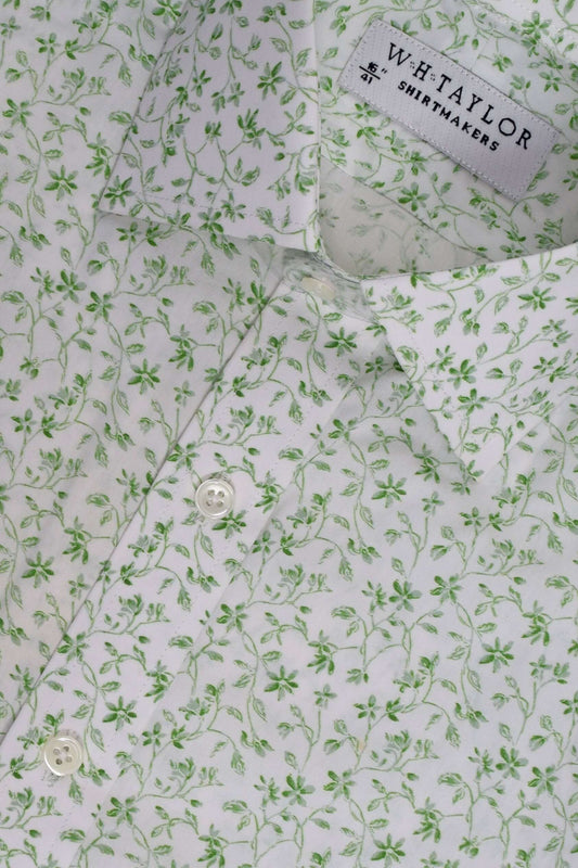 Small Green Floral Pattern Men's Bespoke Shirt