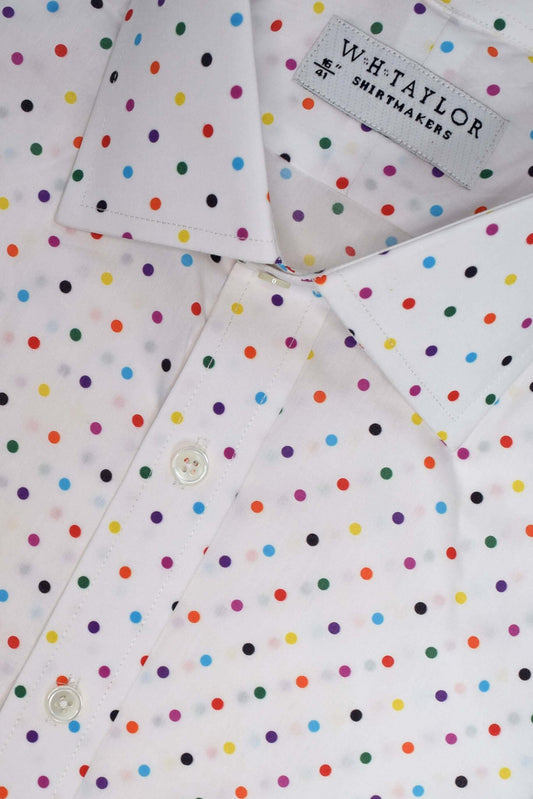 Muti-Coloured Spotted White Men's Bespoke Shirt