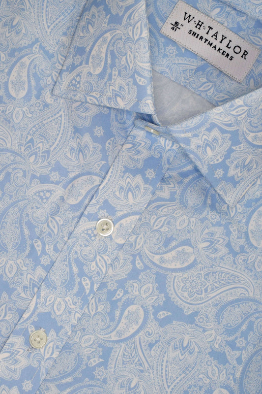 Sky Blue Paisley Men's Bespoke Shirt
