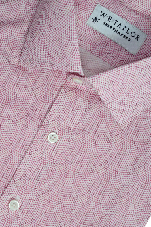 Art Deco Red Mosaic Pattern Men's Bespoke Shirt