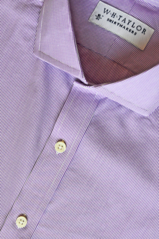 Lilac Shepherds Check Poplin Men's Bespoke Shirt