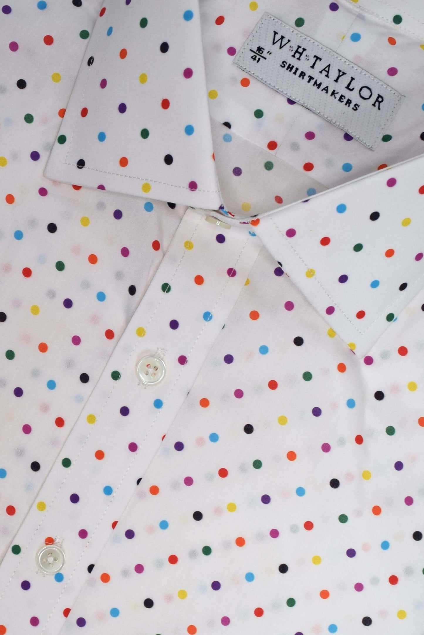 Muti-Coloured Spotted White Men's Bespoke Shirt