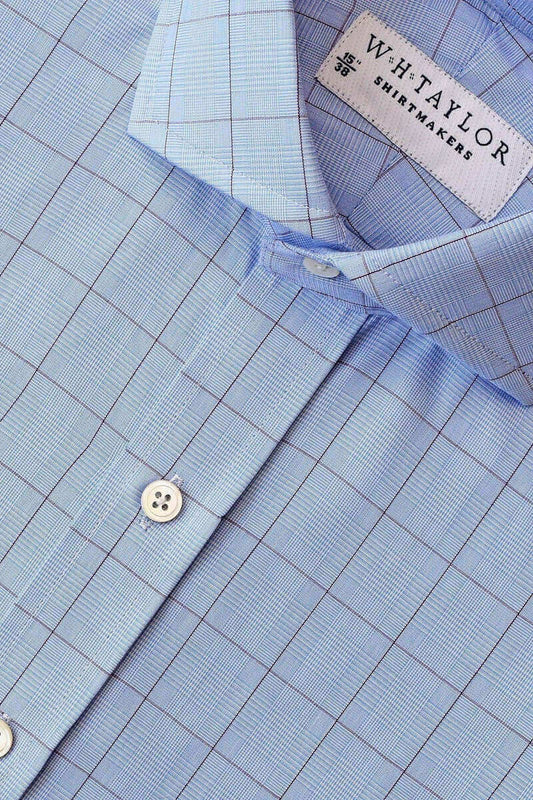 Blue & Purple Prince of Wales Check Poplin Ladies Bespoke Shirt - whtshirtmakers.com