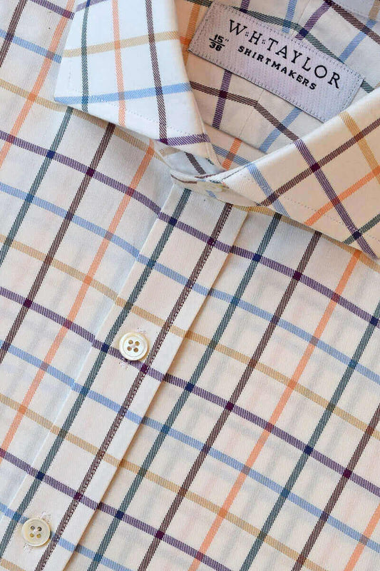 Multi-Coloured Large Check Twill Ladies Bespoke Shirt - whtshirtmakers.com