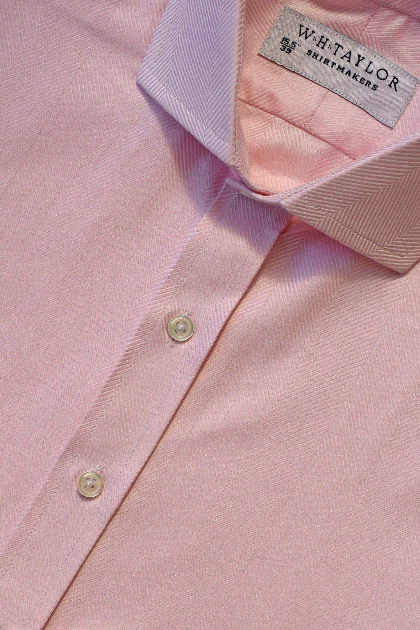 Pink Large Herringbone Stripe Men's Bespoke Shirt - whtshirtmakers.com
