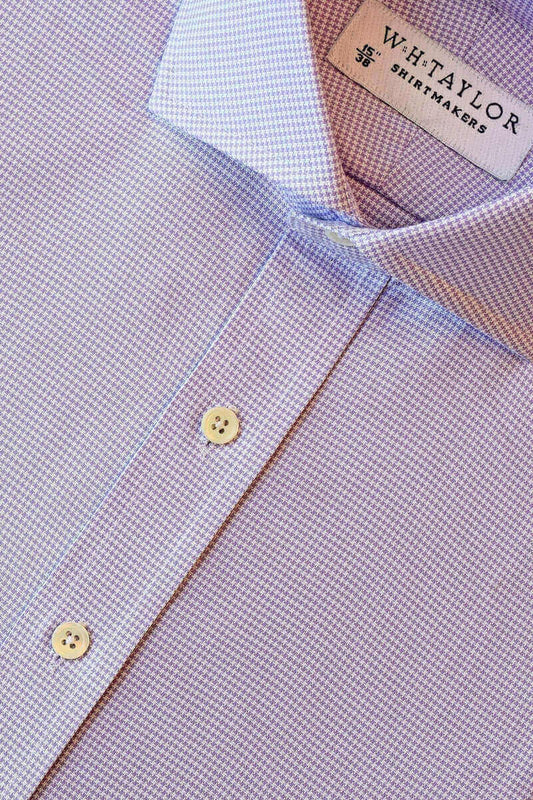 Lilac Puppytooth Check Ladies Bespoke Shirt - whtshirtmakers.com