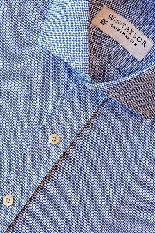 Navy Puppytooth Check Men's Bespoke Shirt - whtshirtmakers.com