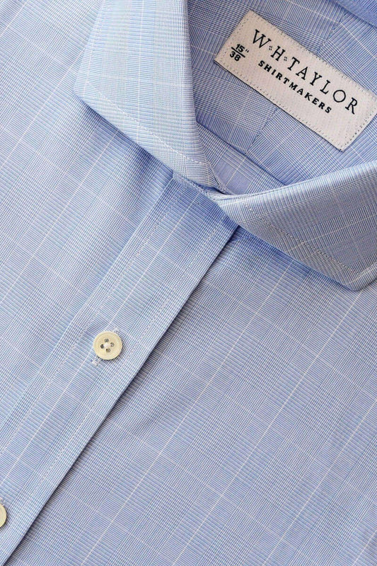 Blue Prince of Wales Check Poplin Ladies Bespoke Shirt - whtshirtmakers.com