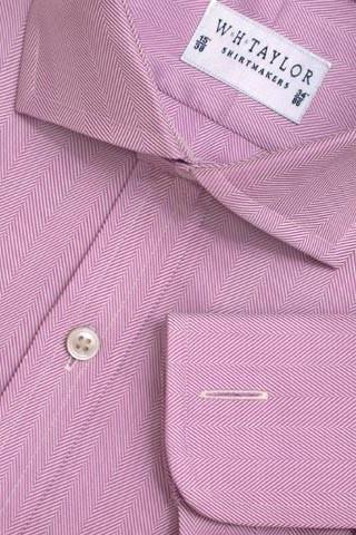 Large Lilac Herringbone Stripe Men's Bespoke Shirt - whtshirtmakers.com