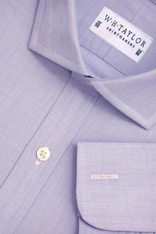 Plain Blue End On End 140's Superfine Men's Bespoke Shirt - whtshirtmakers.com